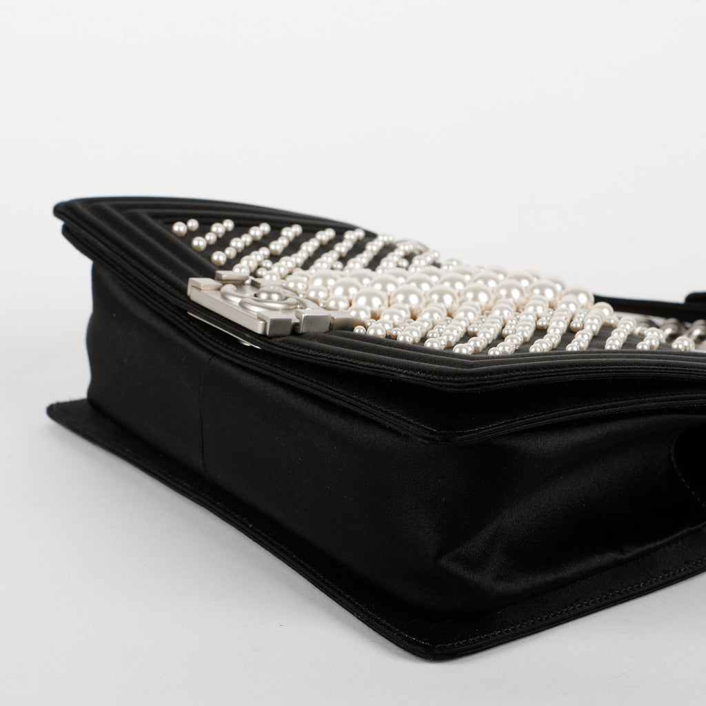 Medium Pearl Embellished Boy Bag