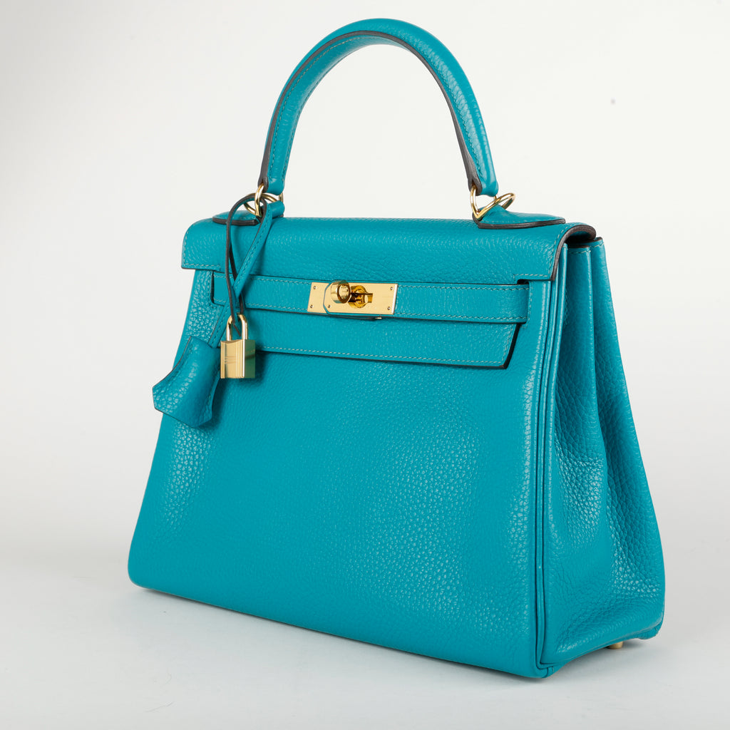 Kelly 28 Blue Paon Clemence Gold Hardware