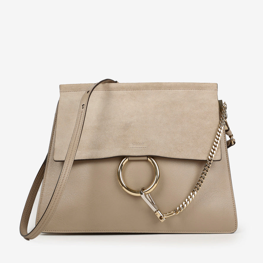 Medium Calfskin Suede Faye Grey
