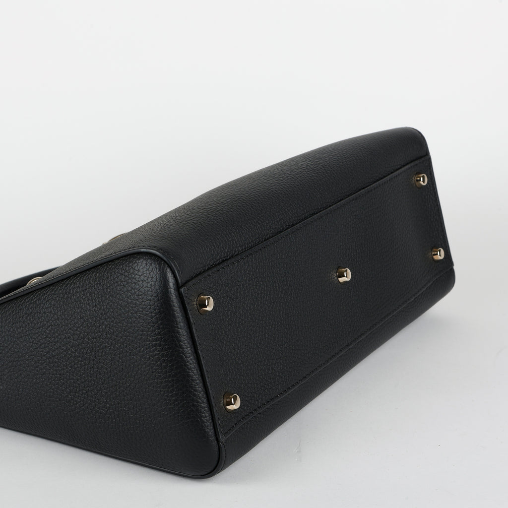 Large D-Sire Black Calfskin