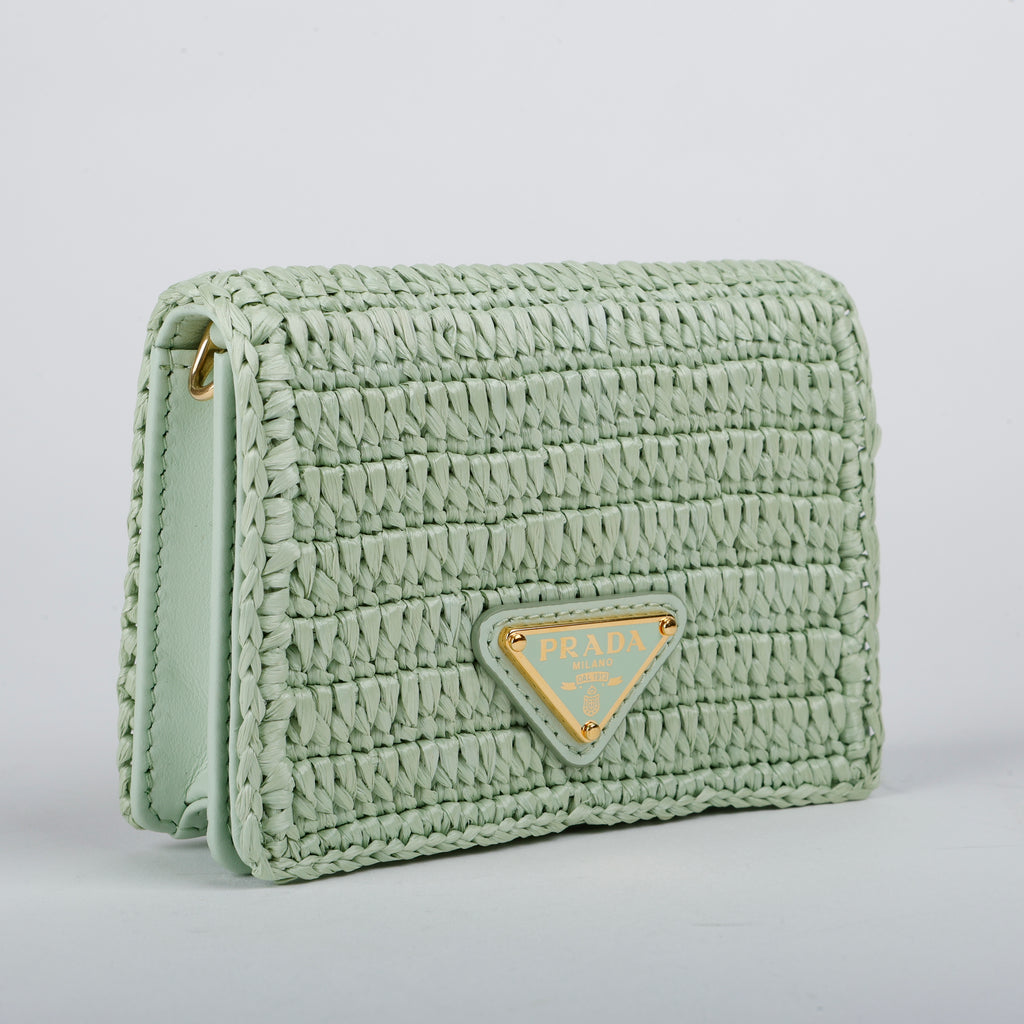 Raffia Mini Bag, Mint Green