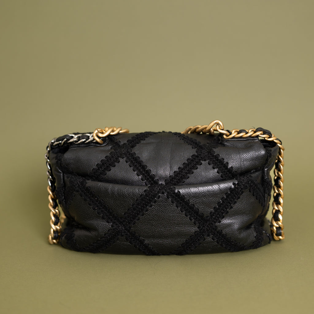 Large 19, Black Goatskin Crochet 9861