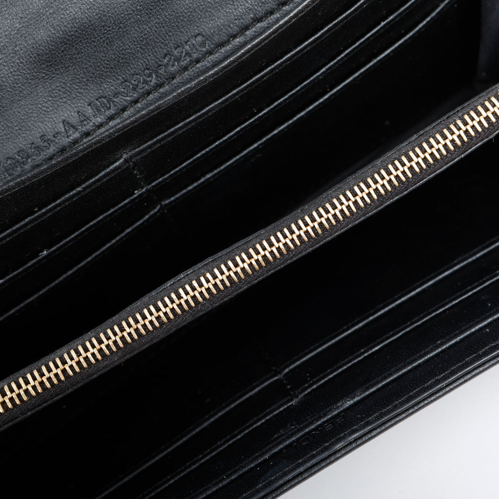 Nappa Embossed Wallet on Chain, Black