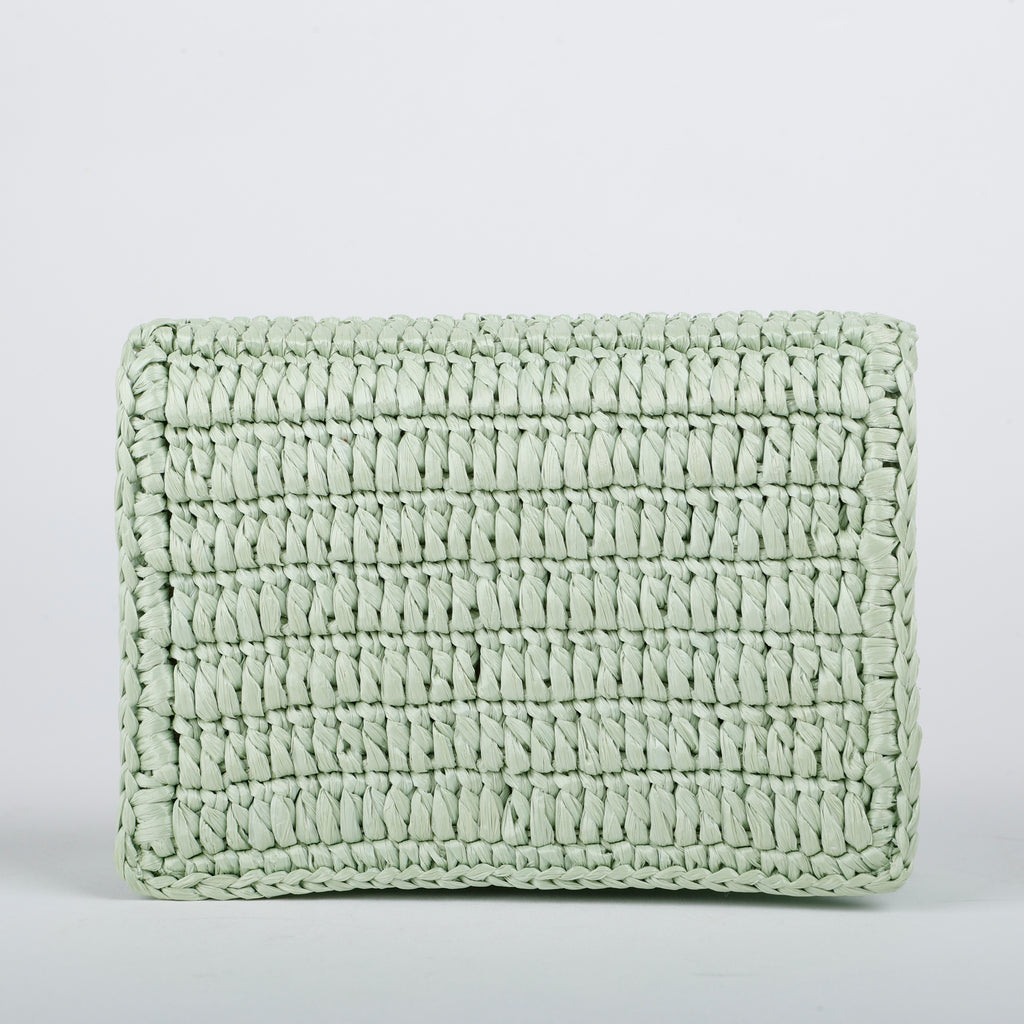 Raffia Mini Bag, Mint Green