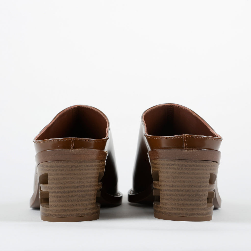 Vitello Leather Cutout Mule Brown 37.5