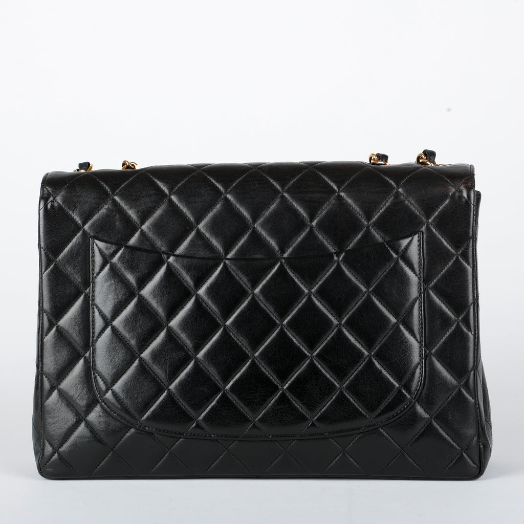Lambskin Single Flap, Black Gold Hardware