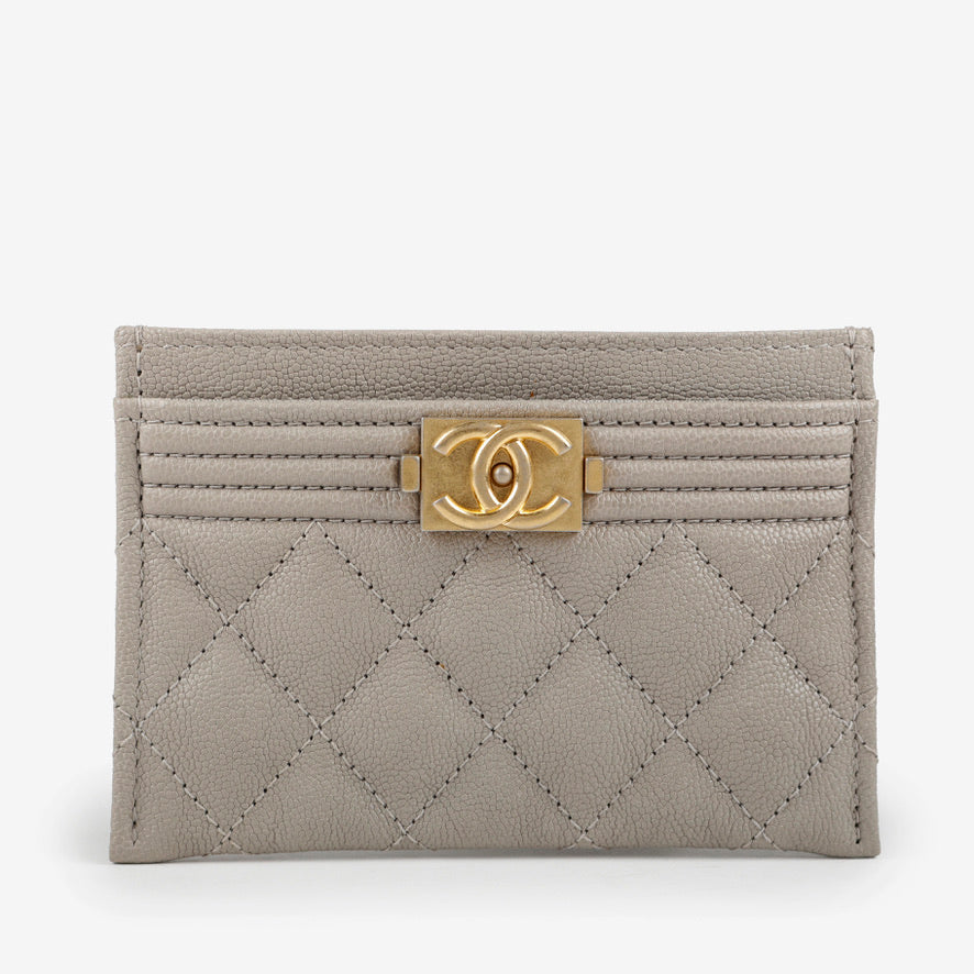 Boy Card Holder, Light Grey Caviar 10599