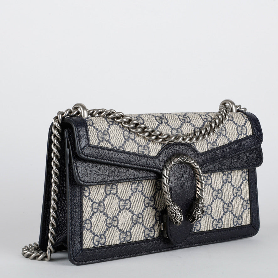 Medium Dionysus Shoulder Bag, Navy Coated Canvas 12031