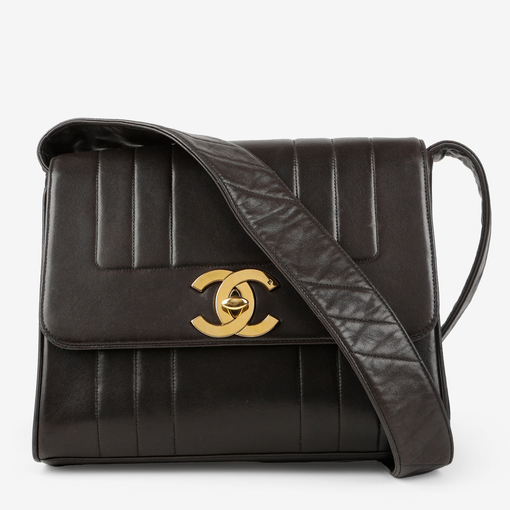 Vertical Mademoiselle Flap, Black Lambskin