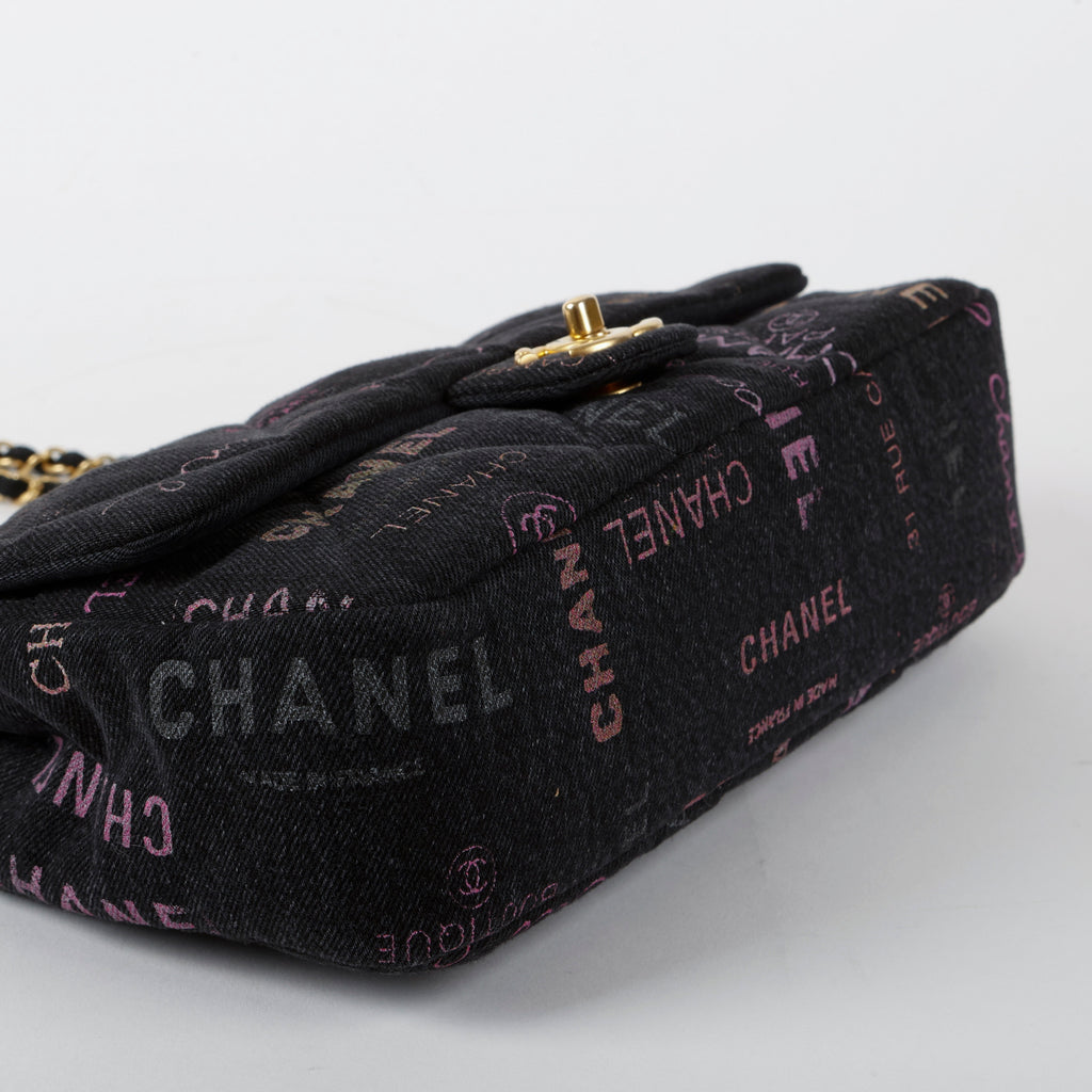 Medium Quilted Dream Flap, Black Denim Multicolor 11403