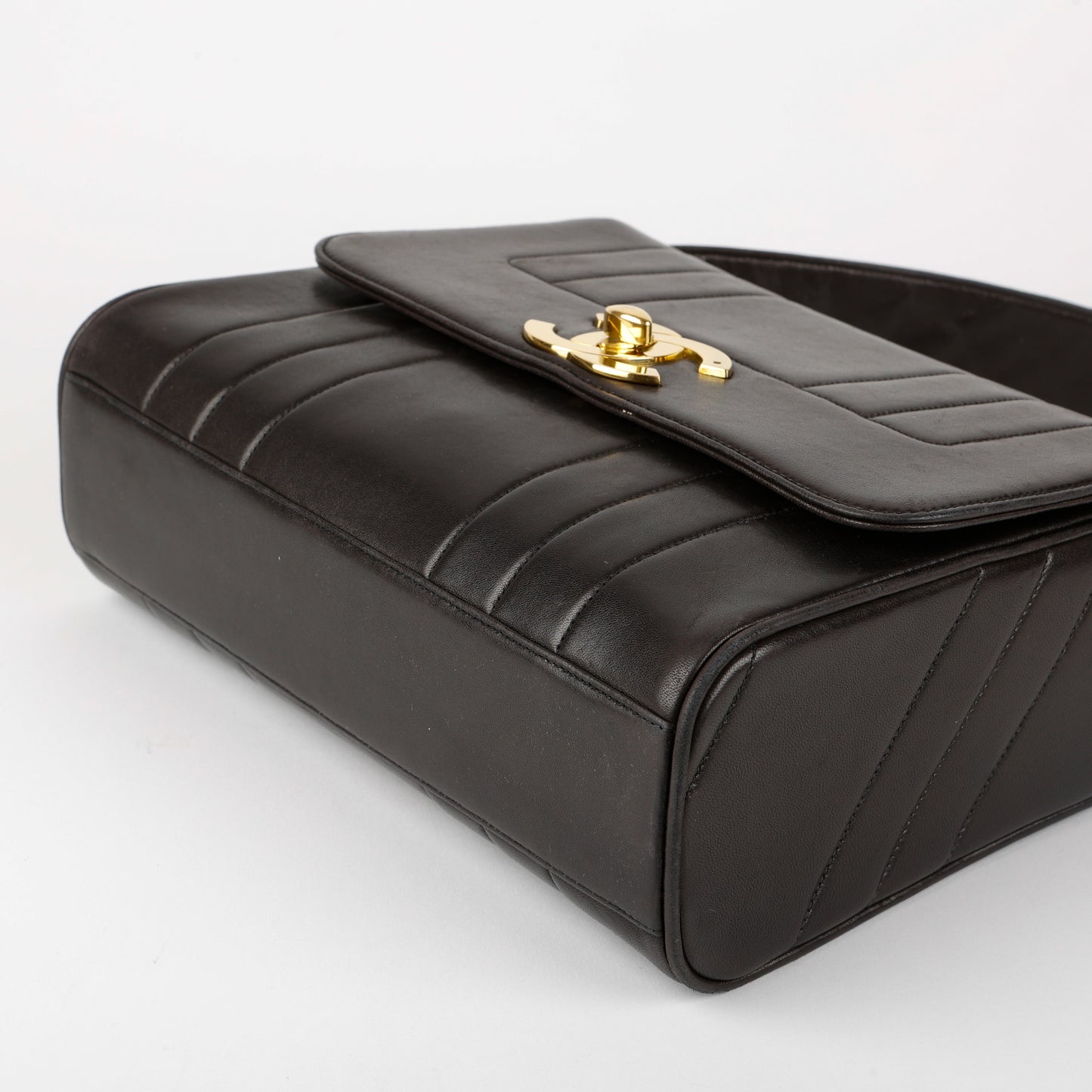 Vertical Mademoiselle Flap, Black Lambskin