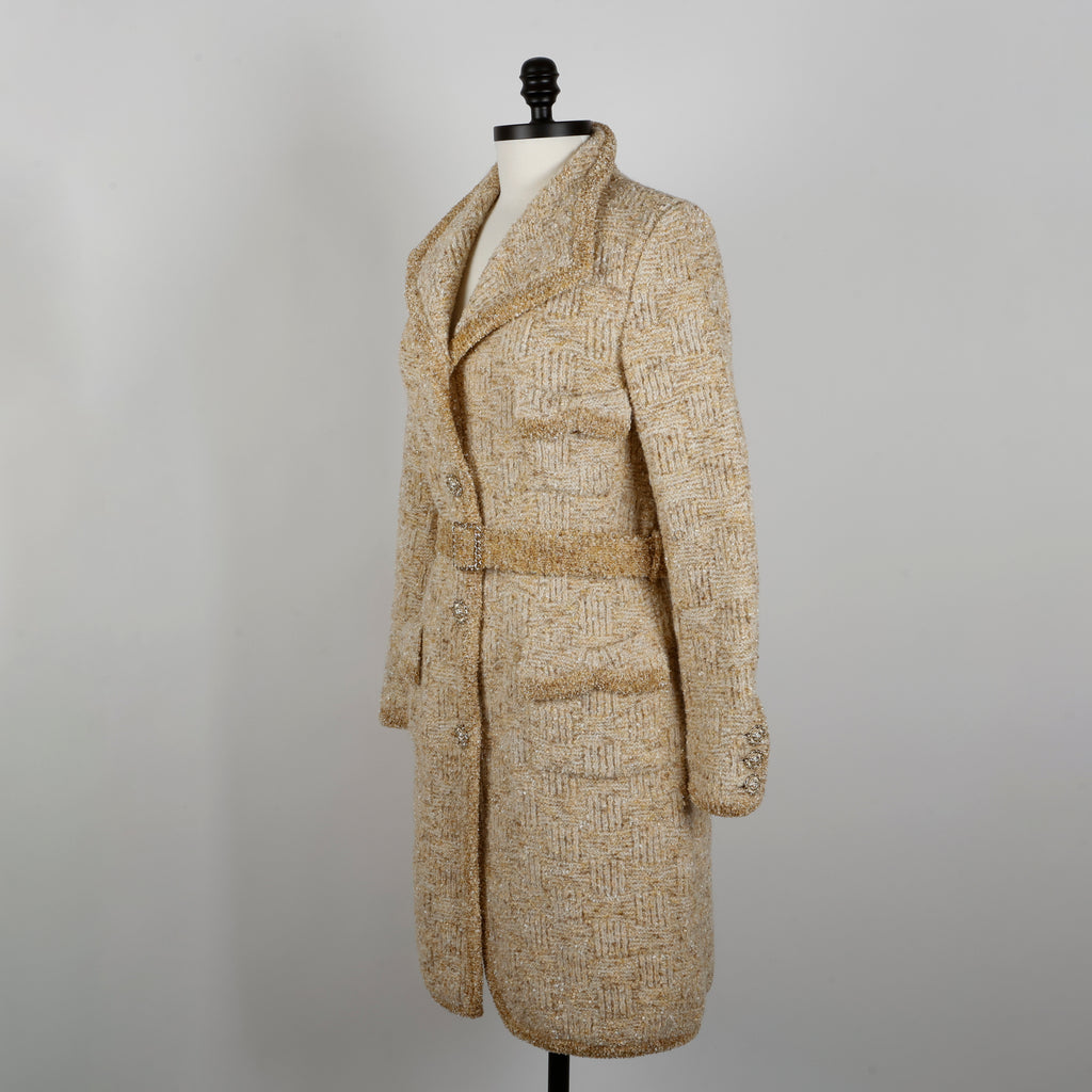 Gold Ecru Beige Tweed Wool (20A) Beige Gold