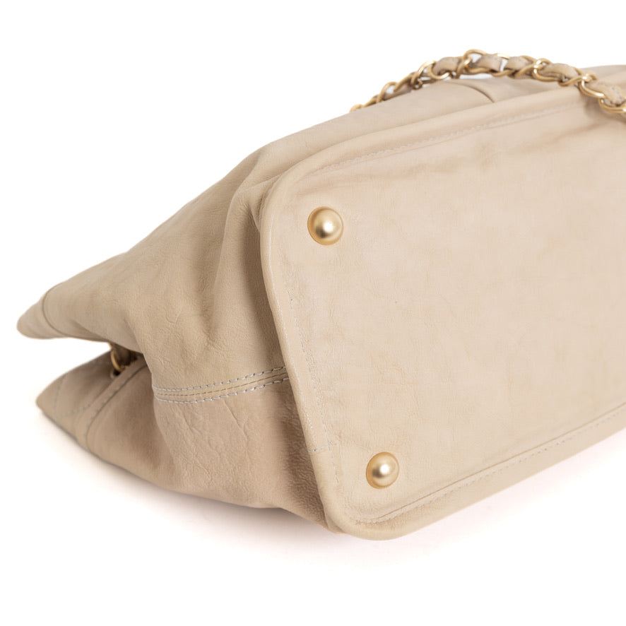 2.55 Quilted Chain Tote, Beige Calfskin