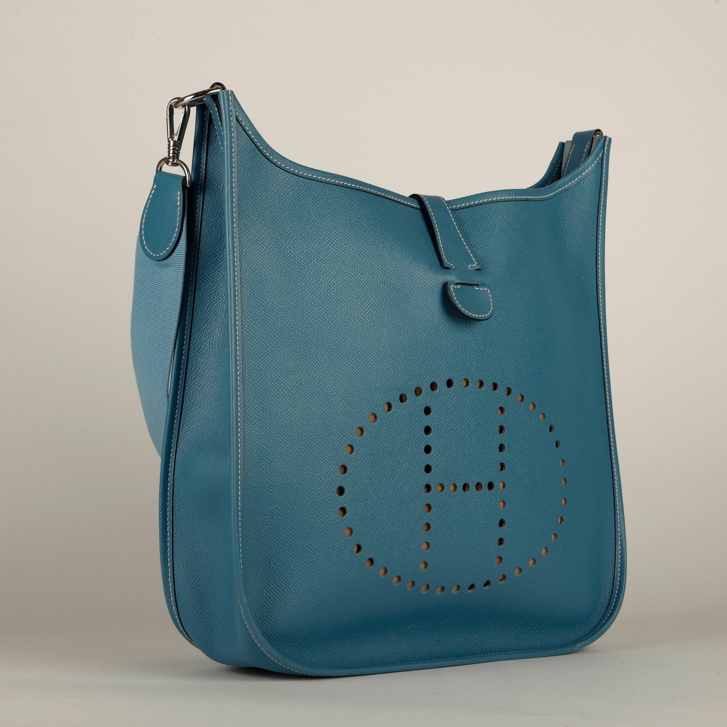 Evelyne PM I, Blue Jean Epsom Palladium Hardware