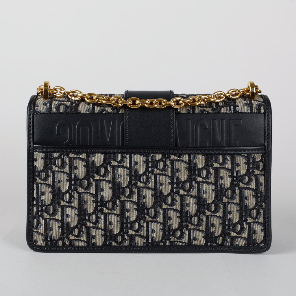 Montaigne 30 Chain Bag Navy Blue Oblique