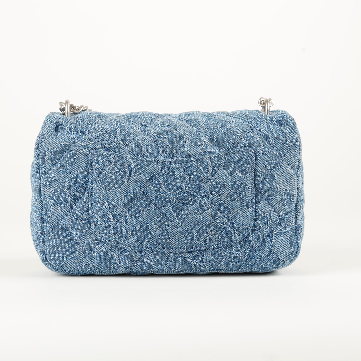 Denim Camellia Sweetheart Mini Flap