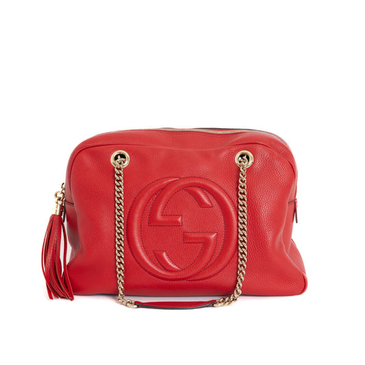 Medium Soho Chain Zip Shoulder Bag, Red 6743