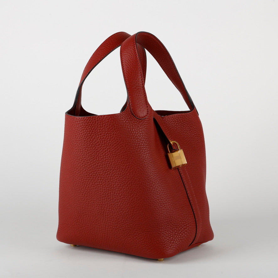 Hermes Picotin 18 Rouge H Clemence Gold Hardware