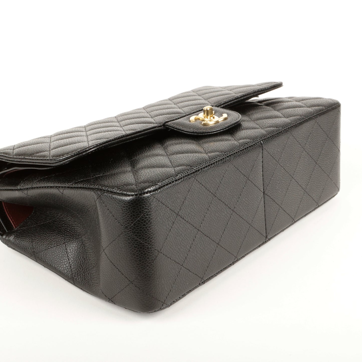 Jumbo Double Flap, Black Caviar Gold Hardware