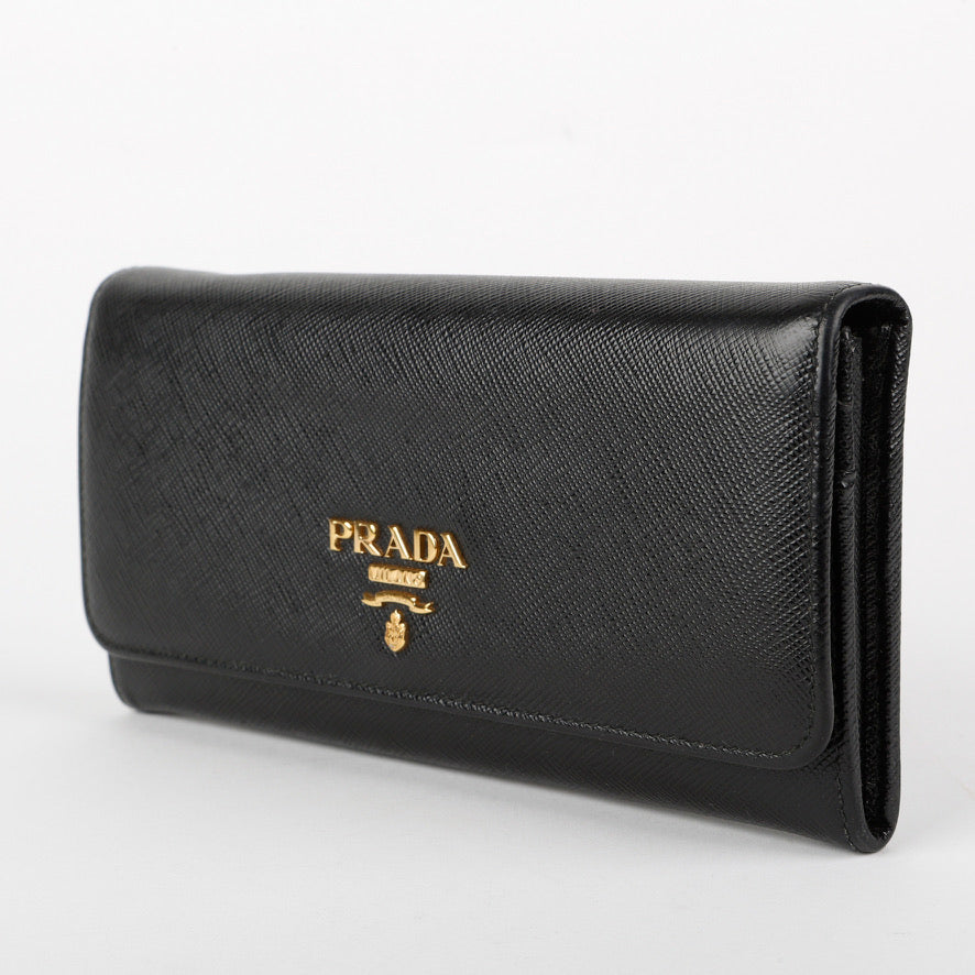 Saffiano Continental Wallet, Black