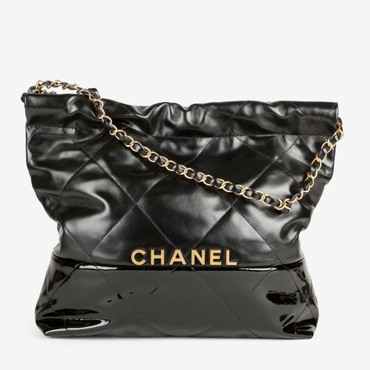 Small 22, Black Lambskin Patent Leather