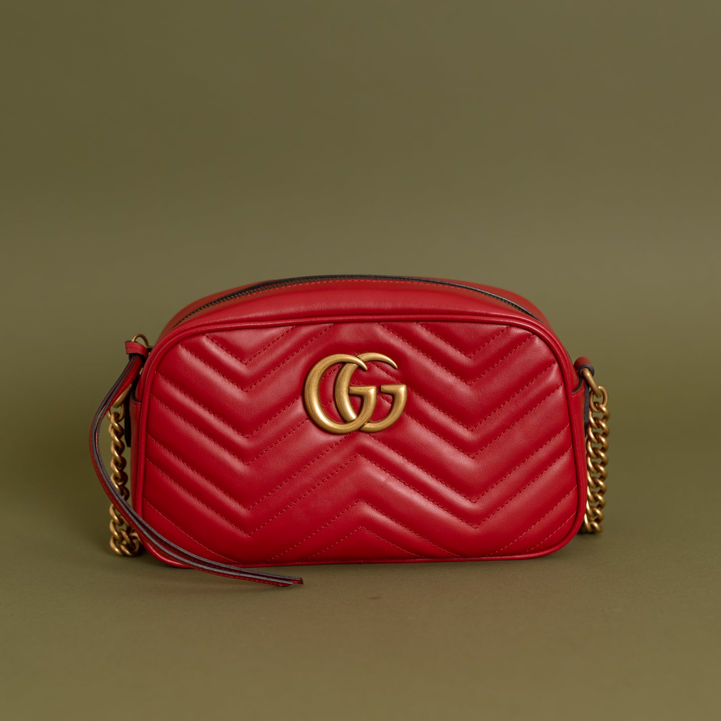 Small GG Marmont Camera Bag, Red GHW 9399