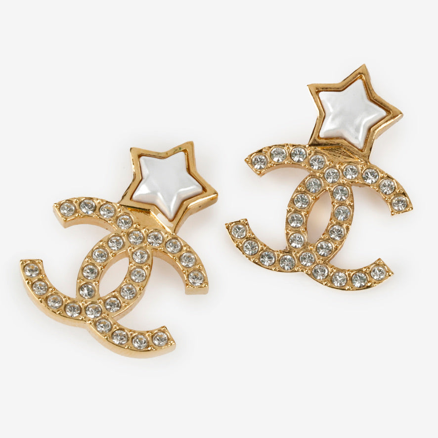 Crystal Pearl CC Star Earrings 11925