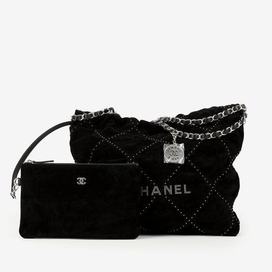 Small Suede 22 Studded, Black Silver