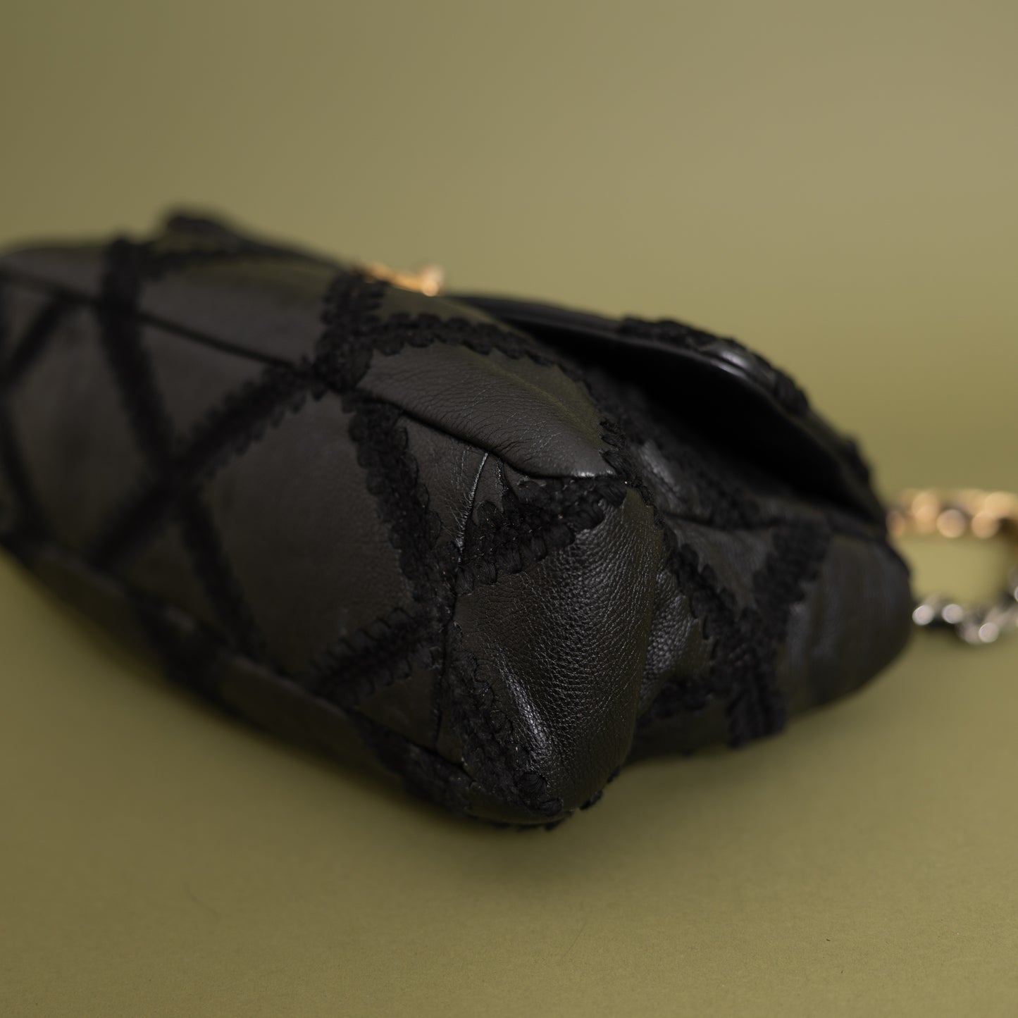Large 19, Black Goatskin Crochet 9861