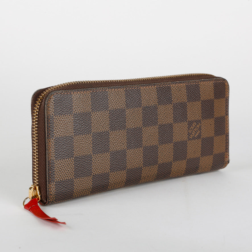 Clemence Wallet, Damier Ebene Red