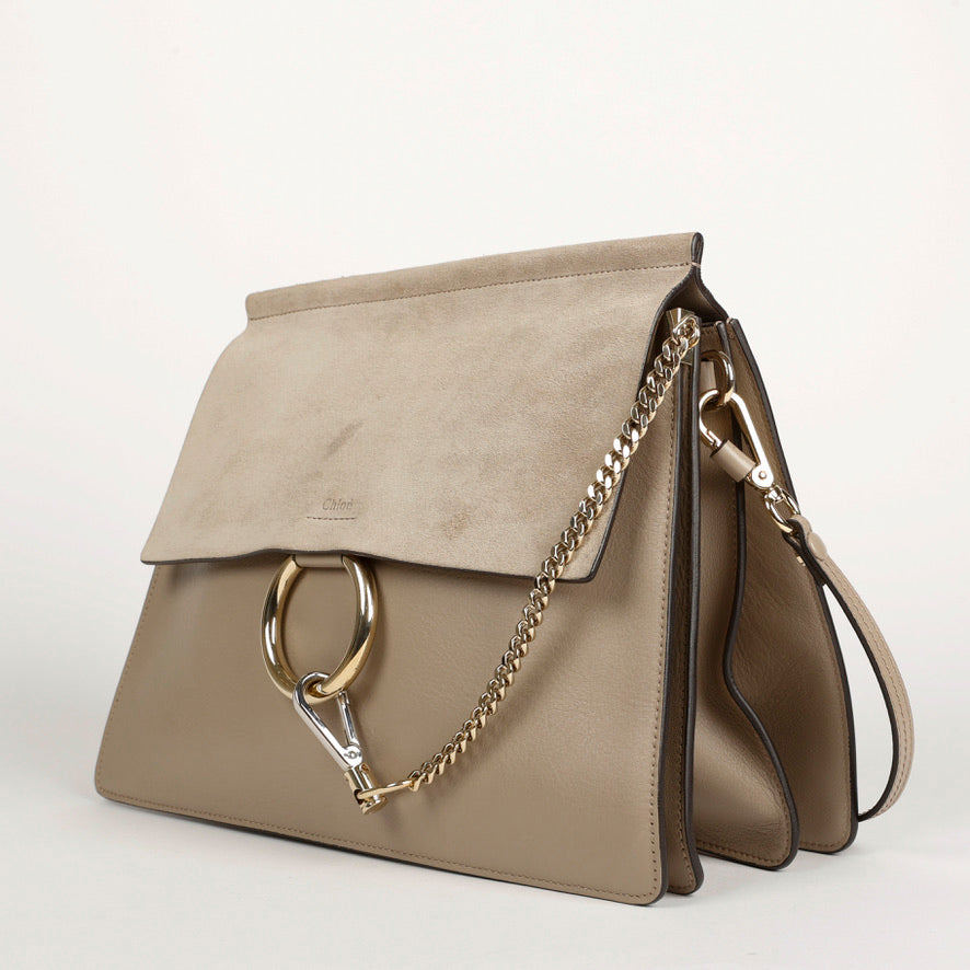 Medium Calfskin Suede Faye Grey