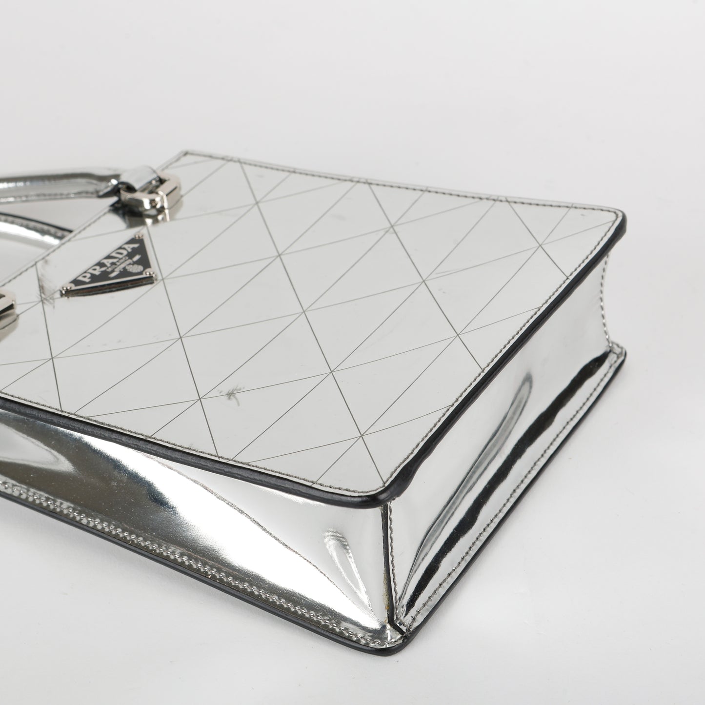 Silver Triangle Spazzolato Mini Tote