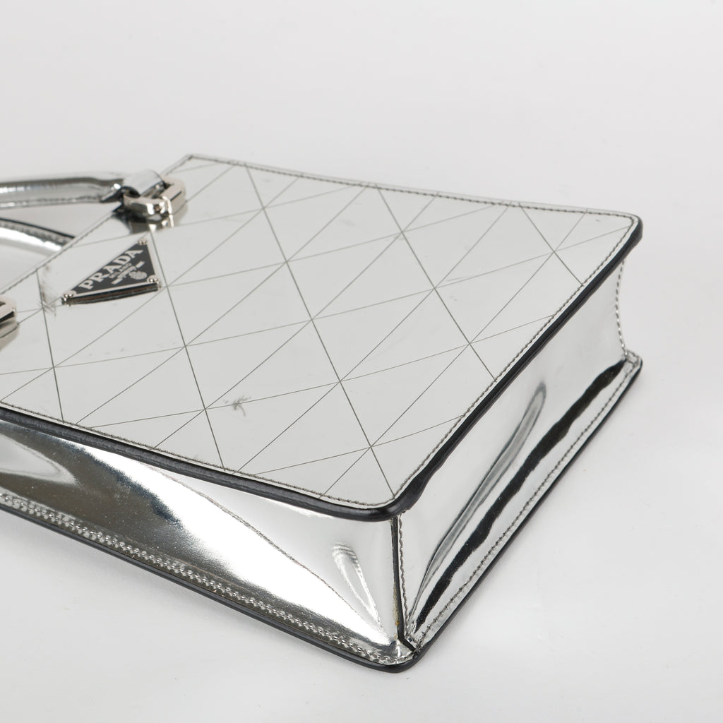 Silver Triangle Spazzolato Mini Tote