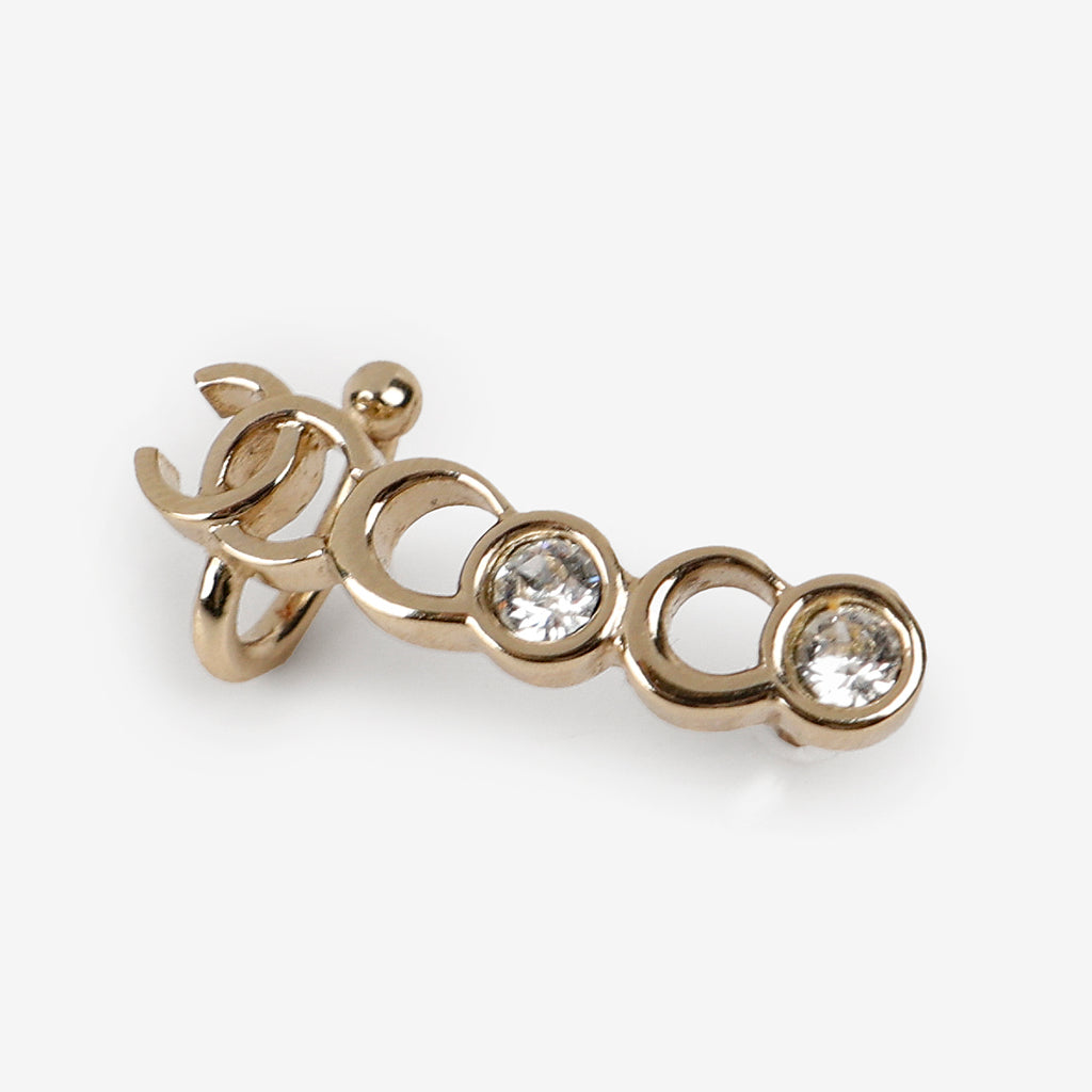 Coco Script Climber Earrings Gold Crystals