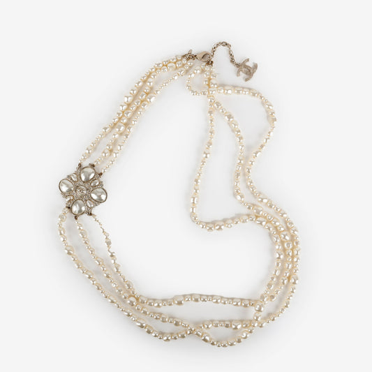 Graduated Pearl CC Multistrand Necklace