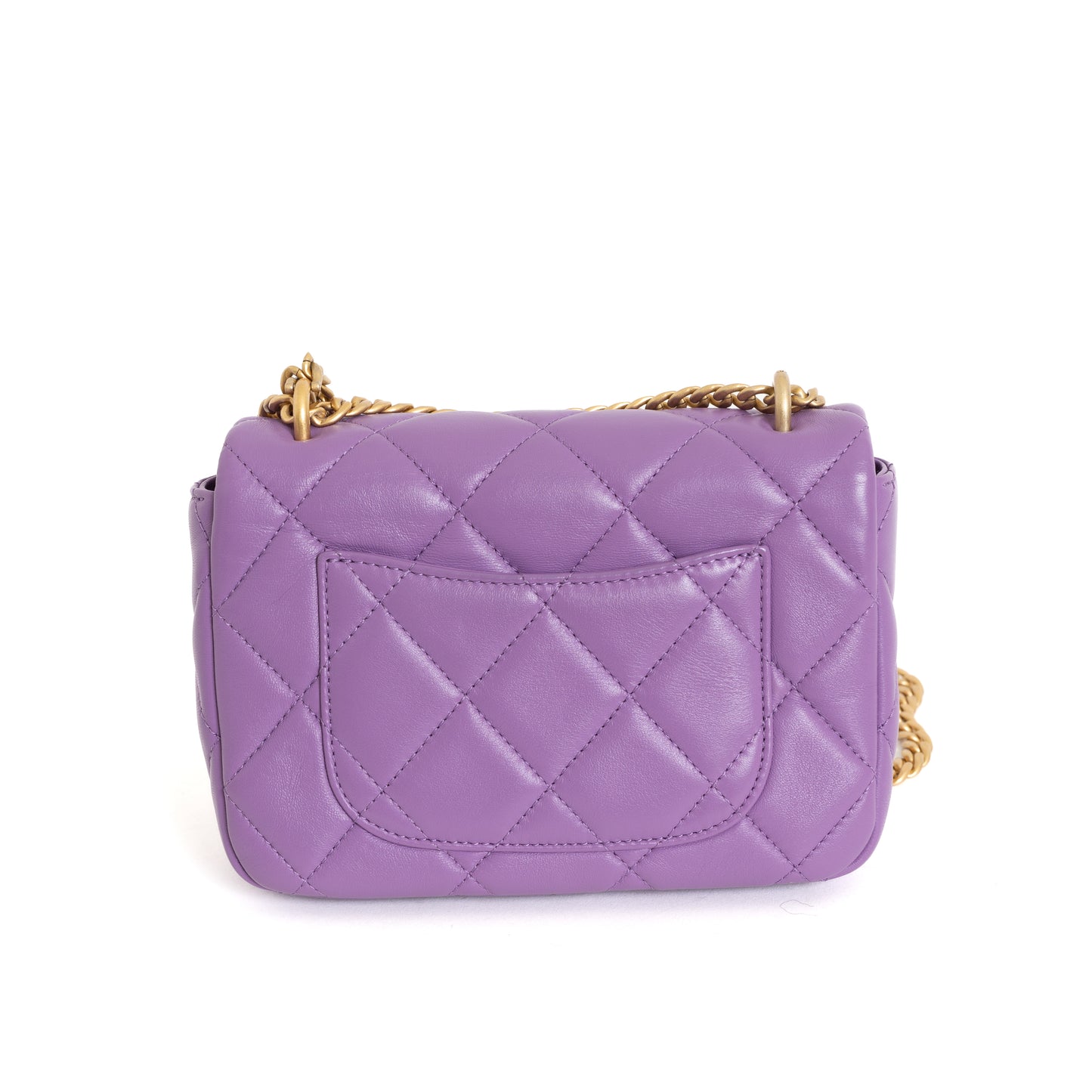 Mini Square Flap Bag, Purple Enamel Lambskin 7567