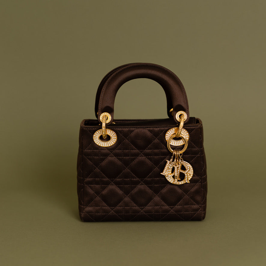 Mini Lady Dior, Brown Satin 2916