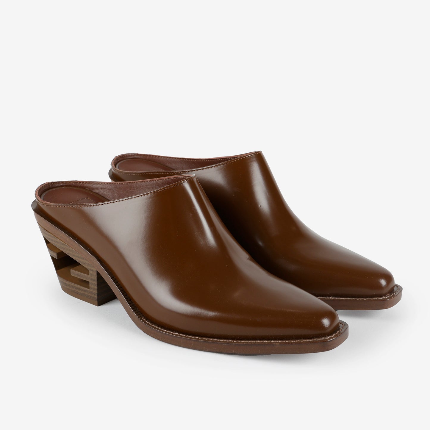 Vitello Leather Cutout Mule Brown 37.5