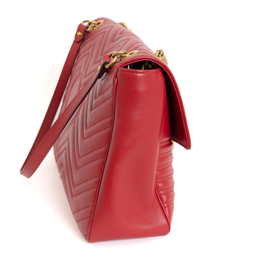 Large Marmont Flap Bag, Red 7625