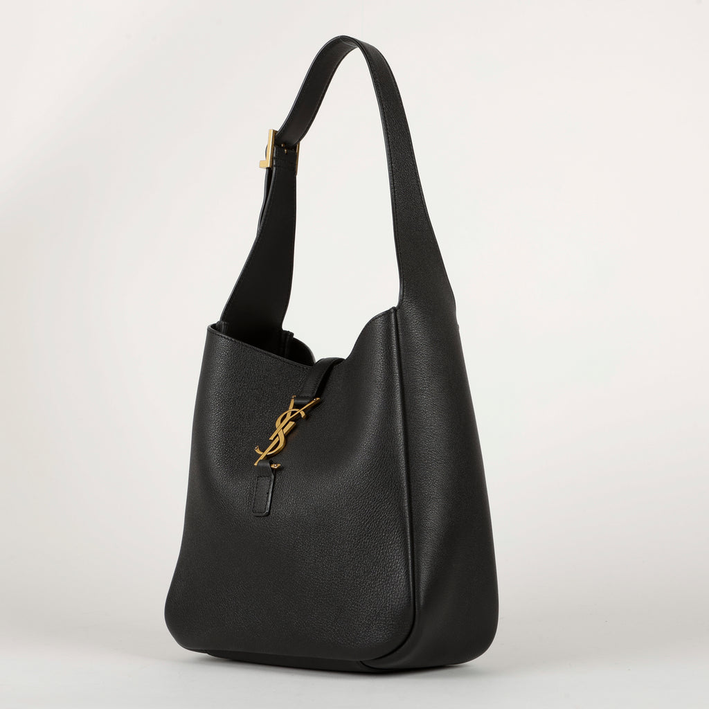 Small LE 5 à 7 Hobo, Black Grained Leather