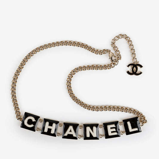 Metal Enamel Chain Logo Belt Size 75