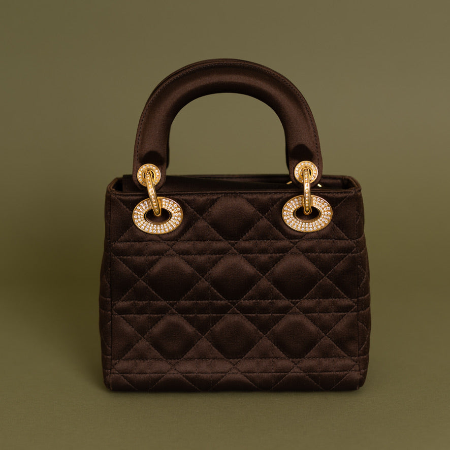 Mini Lady Dior, Brown Satin 2916