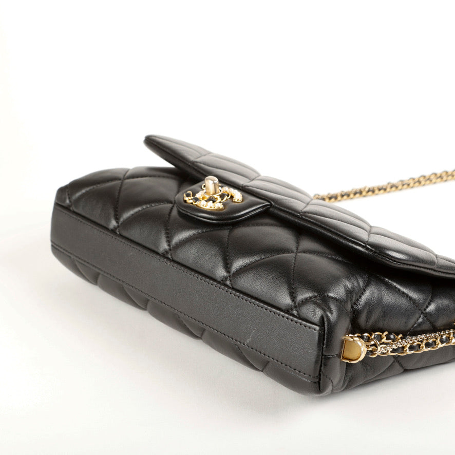 Lambskin Quilted Crush On Chains Flap Bag Black