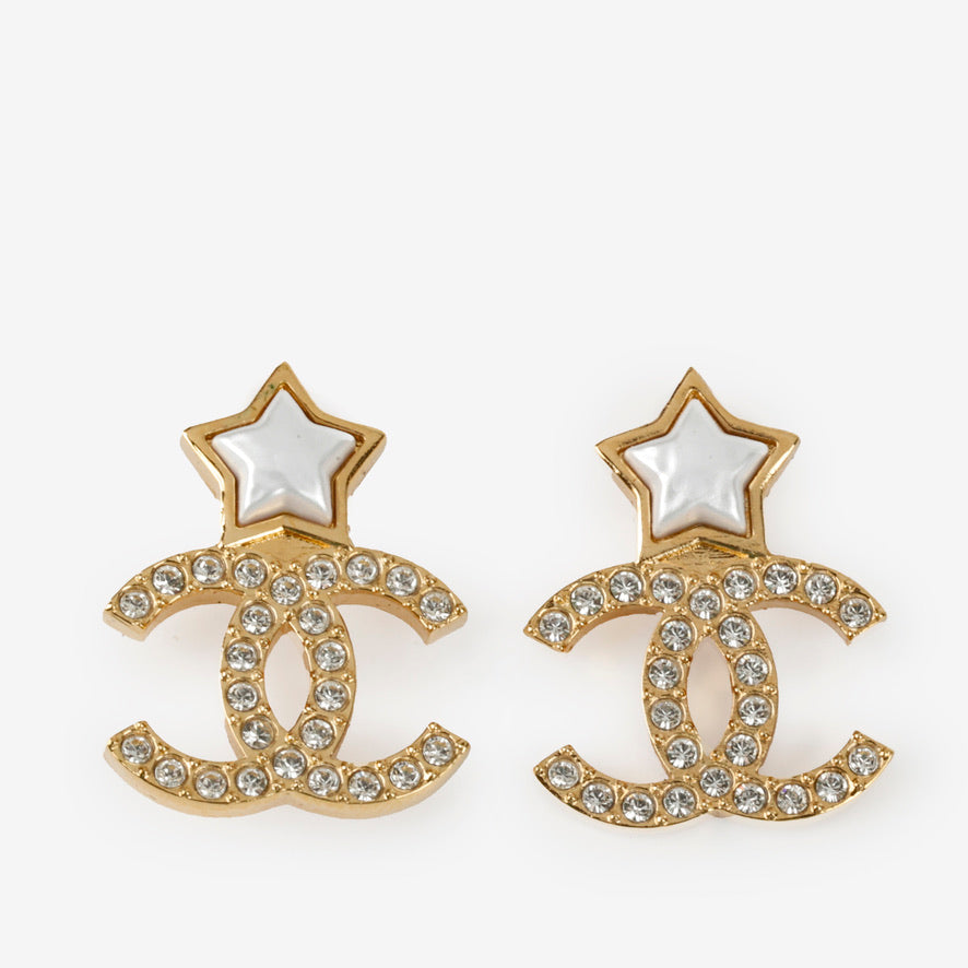 Crystal Pearl CC Star Earrings 11925
