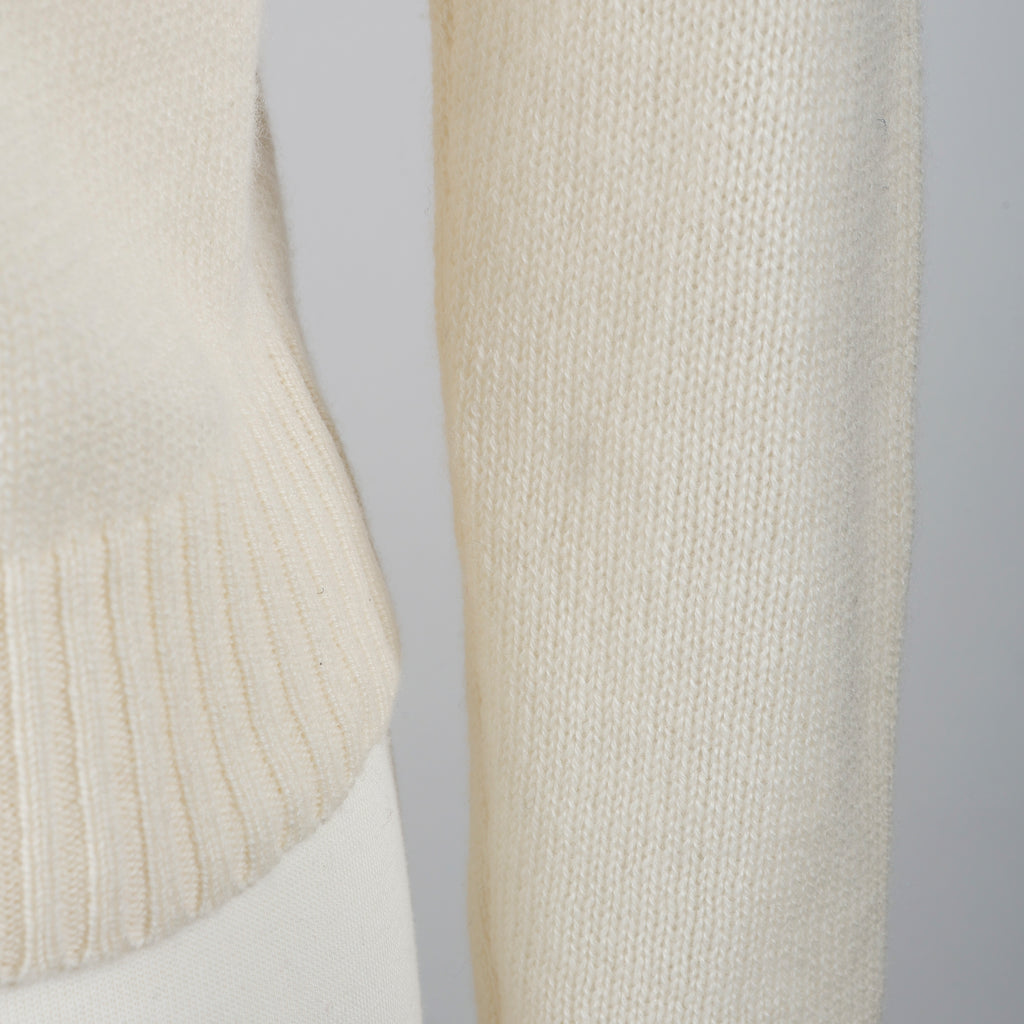 Gold Embroidered Cream Cashmere Sweater