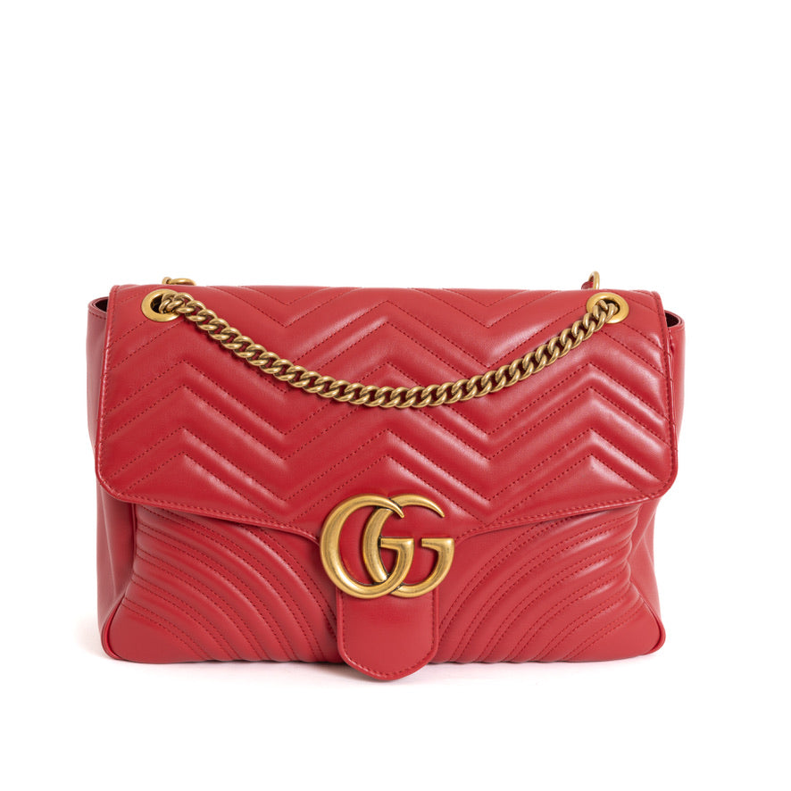 Large Marmont Flap Bag, Red 7625