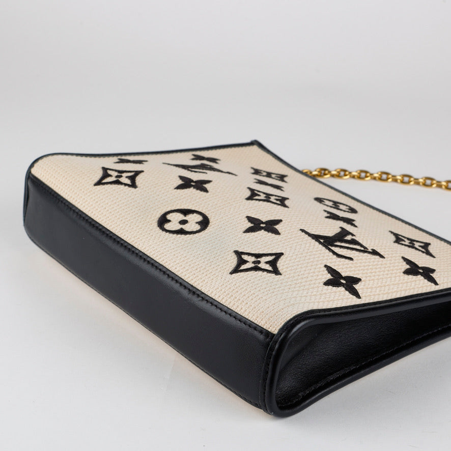 Toiletry Pouch on Chain Raffia Black 11996