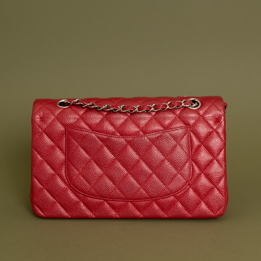 Medium Double Flap, Red Caviar SHW 2960