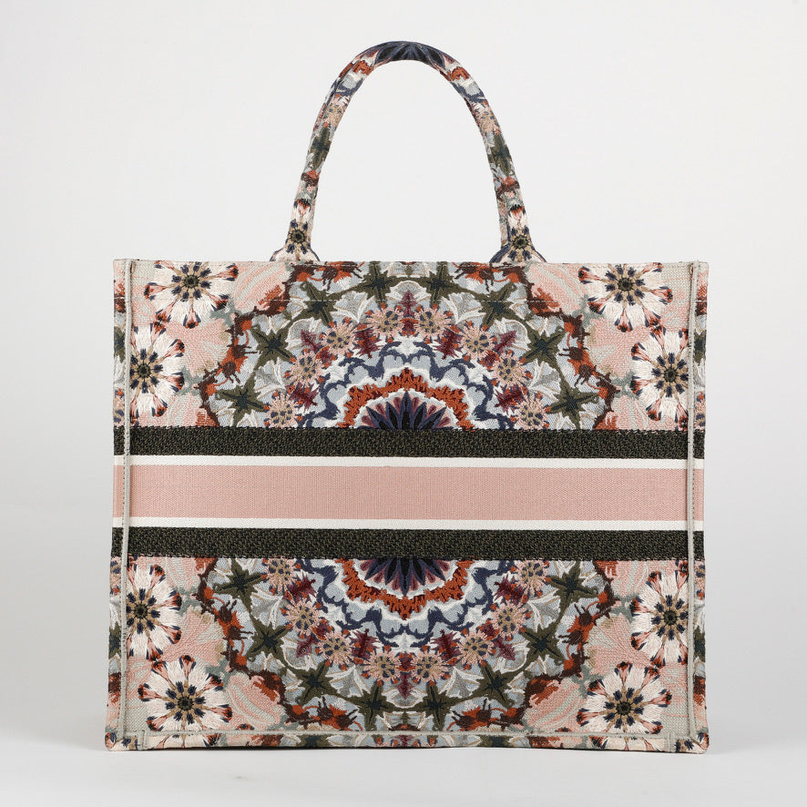 Medium Book Tote Embrodiered, Multicolor