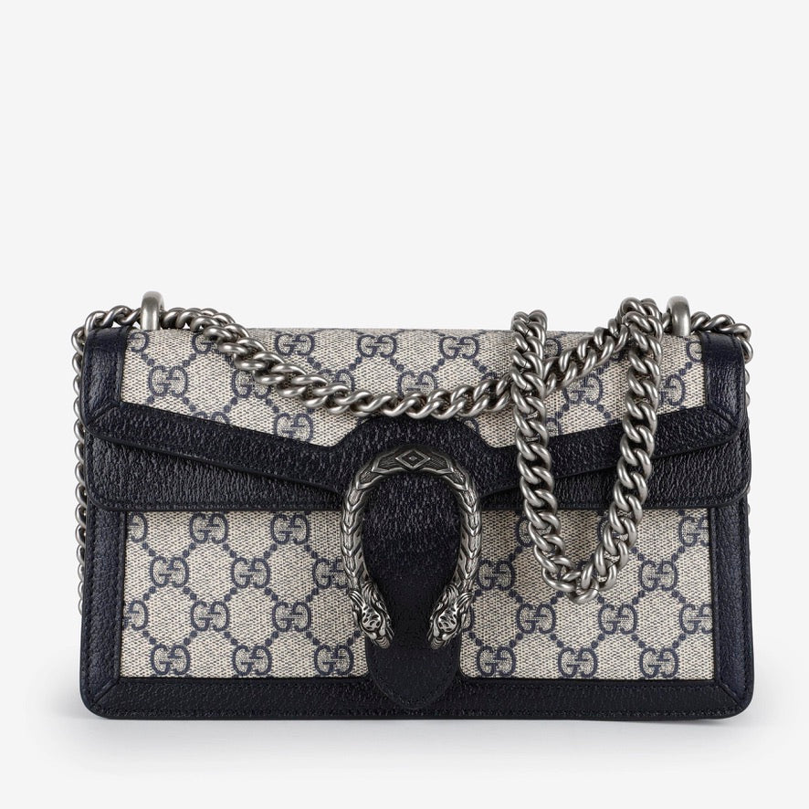 Medium Dionysus Shoulder Bag, Navy Coated Canvas 12031